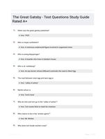 The Great Gatsby - Test Questions Study Guide Rated A+