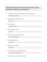 The Great Gatsby Test Questions Study Guide Questions and Correct Answers