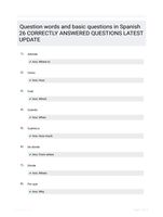 Question words and basic questions in Spanish 26 CORRECTLY ANSWERED QUESTIONS LATEST UPDATE