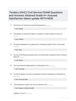 Tenders (HHC) Civil Service EXAM Questions and Answers Attained Grade A+ Assured Satisfaction latest  update WITH NGN