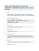 GEOG 1010 EXAM NOTES CARLETON UNIVERSITY 2024|2024 Questions with correct Answers