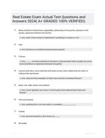 Real Estate Exam Actual Test Questions and Answers 2024( A+ GRADED 100% VERIFIED).