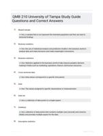 QMB 210 University of Tampa Study Guide Questions and Correct Answers