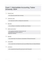 Exam 1, Intermediate Accounting, Tulane University -2024