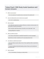 Tulane Psych 1000 Study Guide Questions and Correct Answers