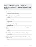 Engine performance Exam 1 PORTAGE LEARNING  MICROBIO 122 BIOD QUESTION AND  ANSWER