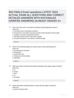 BIO FINALS Exam questions LATEST 2024 ACTUAL EXAM ALL QUESTIONS AND CORRECT DETAILED ANSWERS WITH RATIONALES (VERIFIED ANSWERS) |ALREADY GRADED A+