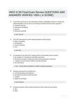 INFO 3130 Final Exam Review QUESTIONS AND ANSWERS VERIFIED 100% ( A SCORE)