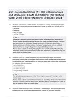 253 - Neuro Questions (51-100 with rationales and strategies) EXAM QUESTIONS (50 TERMS) WITH VERIFIED DEFINITIONS UPDATED 2024