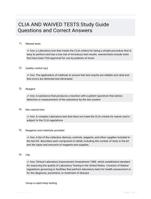 CLIA AND WAIVED TESTS Study Guide Questions and Correct Answers