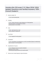 Hondros Bio 253 exam 2 V1 (New 2024/ 2024  Update) Questions and Verified Answers| 100%  Correct| Graded A