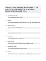 Football Trivia Questions and Answers EXAM QUESTIONS (39 TERMS) WITH VERIFIED DEFINITIONS UPDATED 2024