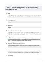 LabCE Course - Body Fluid Differential Study Guide Rated A+