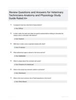 Review Questions and Answers for Veterinary Technicians-Anatomy and Physiology Study Guide Rated A+