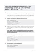 PADI Divemaster knowledge Review EXAM QUESTIONS (158 TERMS) WITH VERIFIED DEFINITIONS UPDATED 2024