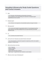 biosafety & Biosecurity Study Guide Questions and Correct Answers