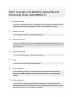 Basic Concepts of Laboratory Biosafety and Biosecurity Study Guide Rated A+