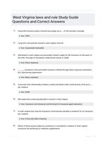 West Virginia laws and rule  Study Guide Questions and Correct Answers