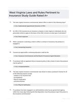 West Virginia Laws and Rules Pertinent to Insurance Study Guide Rated A+