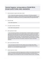 Dental Hygiene Jurisprudence EXAM REAL EXAM QUESTIONS AND ANSWERS