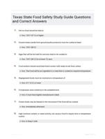 Texas State Food Safety Study Guide Questions and Correct Answers