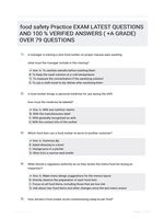 food safety Practice EXAM LATEST QUESTIONS AND 100 % VERIFIED ANSWERS ( +A GRADE) OVER 79 QUESTIONS