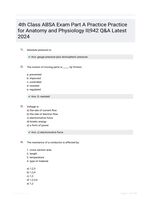 4th Class ABSA Exam Part A Practice Practice for Anatomy and Physiology II|942 Q&A Latest 2024