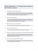 NFDN 2008 UNITS 1-3.2 Study Guide Questions and Correct Answers