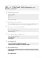 NUR 163 FINAL Study Guide Questions and Correct Answers