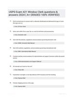 USPS Exam 421 Window Clerk questions & answers 2024 ( A+ GRADED 100% VERIFIED)