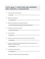 TLETA week 11 QUESTIONS AND ANSWERS 100% VERIFIED A+ GUARANTEED