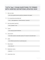 TLETA Test 1 EXAM QUESTIONS (70 TERMS) WITH VERIFIED DEFINITIONS UPDATED 2024