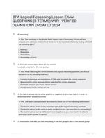 BPA Logical Reasoning Lesson EXAM QUESTIONS (8 TERMS) WITH VERIFIED DEFINITIONS UPDATED 2024