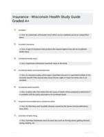 Insurance - Wisconsin Health Study Guide Graded A+