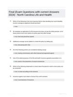 Final (Exam Questions with correct Answers 2024) - North Carolina Life and Health