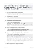 QME EXAM 2024 EXAM COMPLETE 100 COMPREHENSIVE QUESTIONS WITH VERIFIED ANSWERS Graded A+ 2024