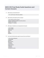 BIOS 255 Final Study Guide Questions and Correct Answers