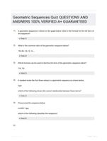 Geometric Sequences
Quiz QUESTIONS AND ANSWERS 100% VERIFIED A+ GUARANTEED