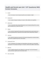 Health and Social care Unit 1 |87 Questions| With Correct Answers.