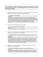 Certificate in ESG Investing Exam Questions And Answers 2024