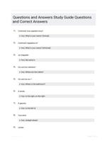 Questions and Answers Study Guide Questions and Correct Answers