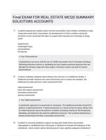 Final EXAM FOR REAL ESTATE  MCQS SUMMARY SOLICITORS  ACCOUNTS