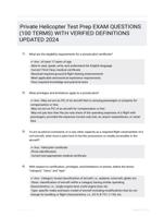 Private Helicopter Test Prep EXAM QUESTIONS (100 TERMS) WITH VERIFIED DEFINITIONS UPDATED 2024