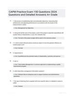 CAPM Practice Exam 150 Questions 2024 Questions and Detailed Answers| A+ Grade