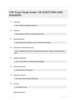 CSP Exam Study Guide 128 QUESTIONS AND ANSWERS