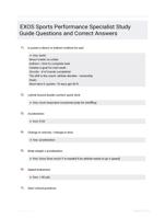 EXOS Sports Performance Specialist Study Guide Questions and Correct Answers