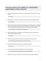 Pre-test practice 20 CORRECTLY ANSWERED QUESTIONS LATEST UPDATE