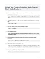 Permit Test Practice Questions Guide (Maine) Study Guide Graded A+