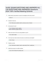 VA-BC (EXAM QUESTIONS AND ANSWERS ALL 139 QUESTIONS AND ANSWERS) Questions 2024 100% Verified Marking Scheme