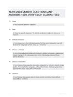 NURS 2003 Midterm QUESTIONS AND ANSWERS 100% VERIFIED A+ GUARANTEED